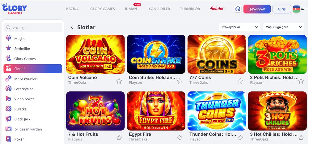 glory casino games