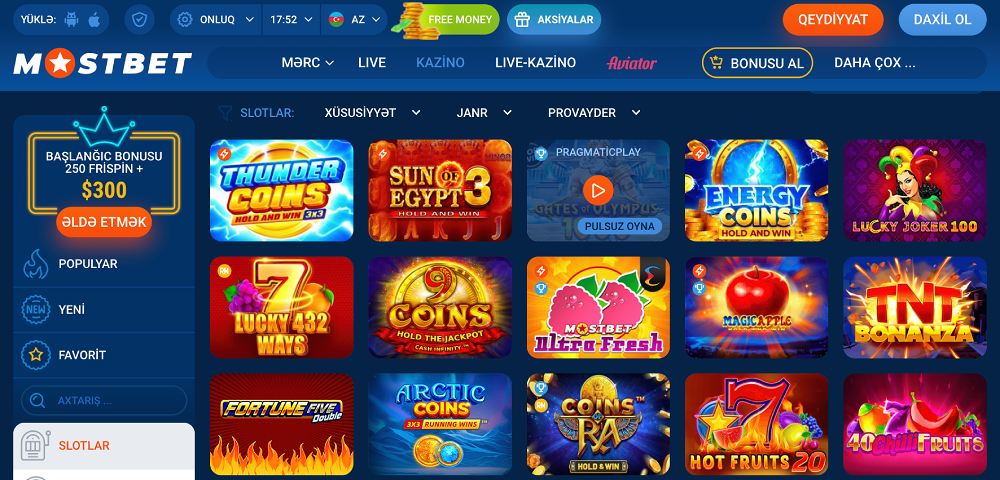 mostbet casino games